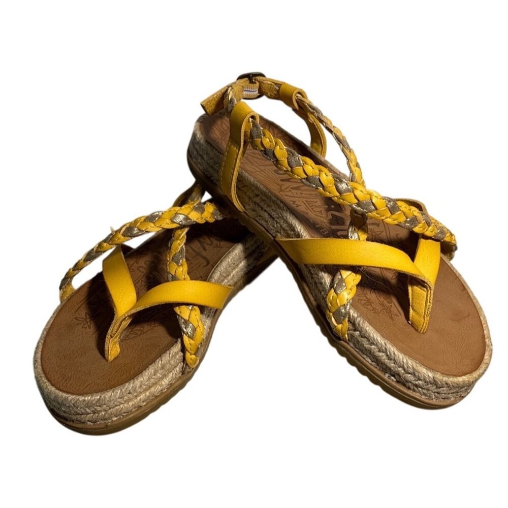 Blowfish Malibu Sandals Womens Sz 6 Foxtail Rope Yellow & Gold Braided